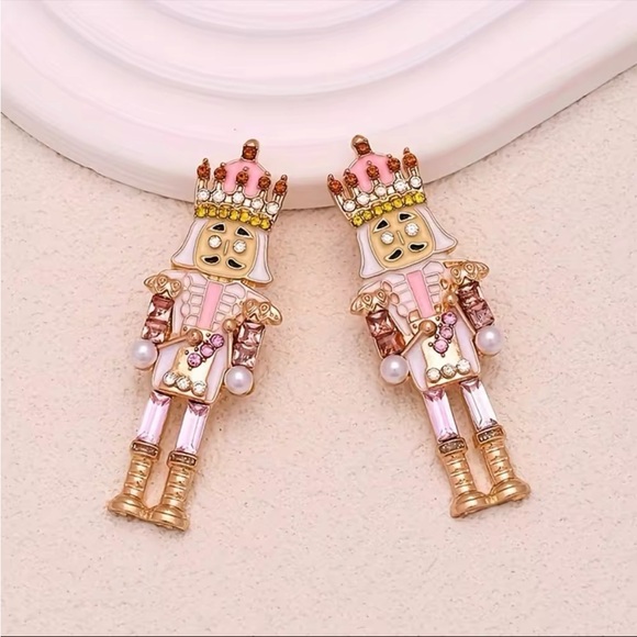 Jewelry - Pink and Gold Nutcracker Earrings